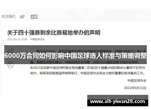 6000万合同如何影响中国足球选人标准与策略调整